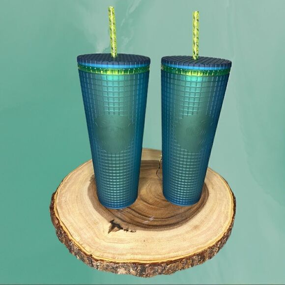 Starbucks 2022 Green Grid Venti 24oz Tumbler Cold Cup “Mountain Dew”  New - Picture 1 of 6